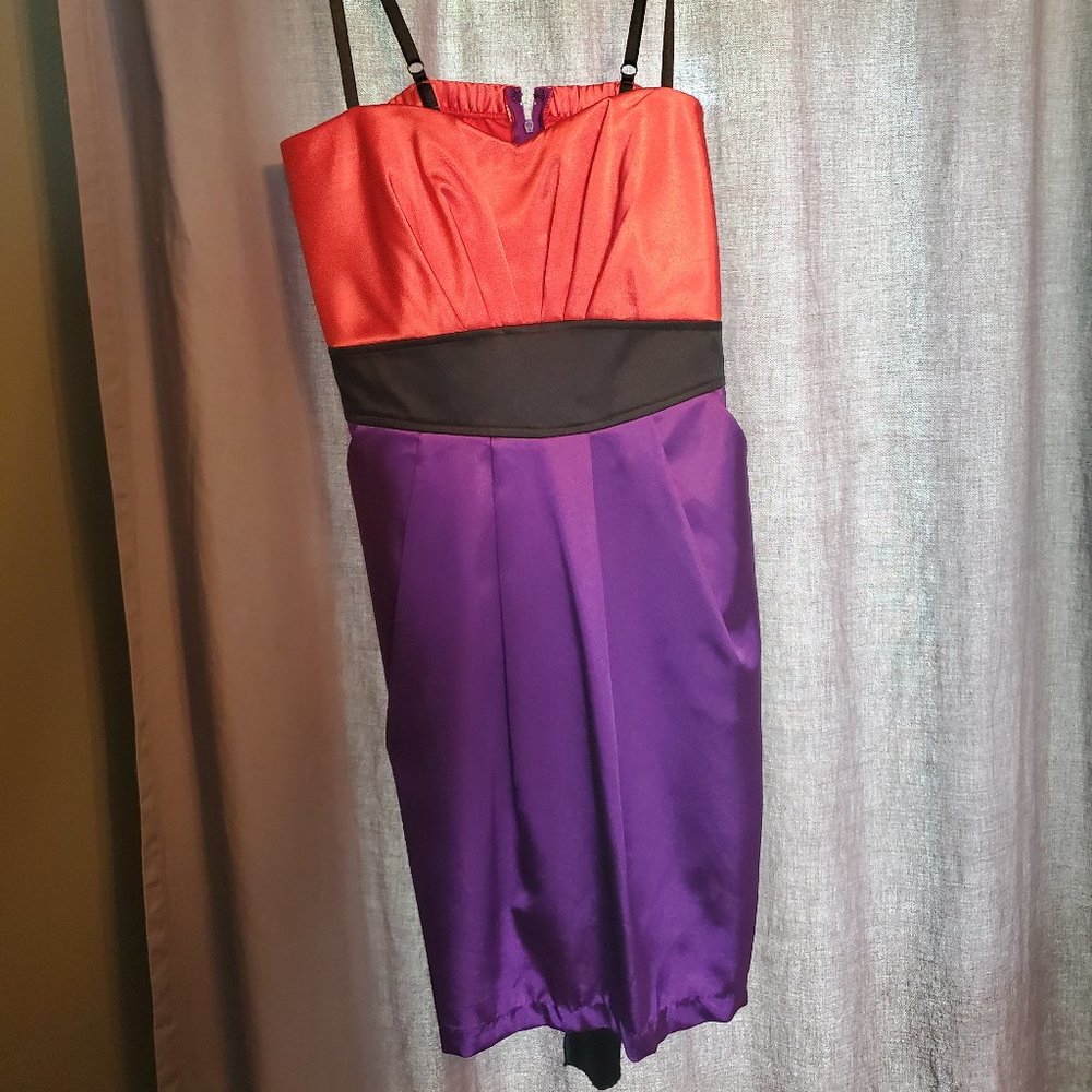 Trixxi Dress, Juniors, Black, Purple and Red. Size 13.
